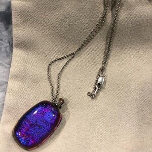 Purple/Blue iridescent silver necklace